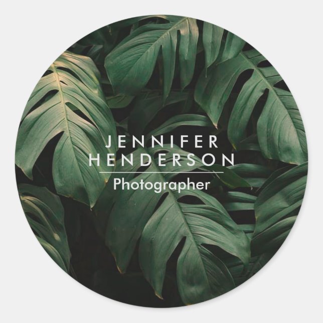 Pegatina Redonda Hojas forestales (Anverso)