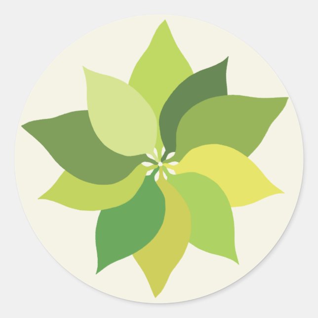 Pegatina Redonda Hojas frondosas alegres - patrón de superficie sin (Anverso)