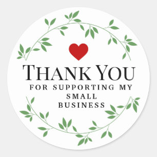 Pegatina Redonda Hojas redondas verdes   gracias