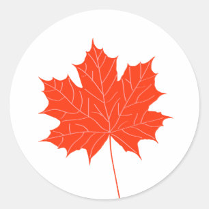 Pegatina Redonda Hojas rojas de arce
