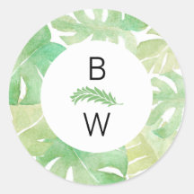 Hojas tropicales en acuarela