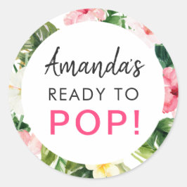 Pegatina Redonda Hojas tropicales preparadas para atraer al Pegatin