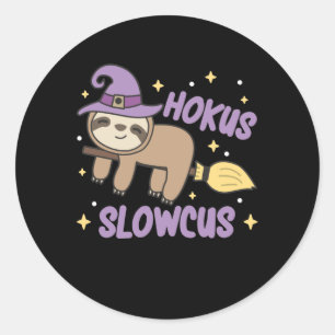 Pegatina Redonda Hokus Slowcus - Disfraz de Halloween para brujas