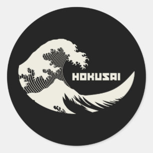 Pegatina Redonda Hokusai - La Gran Ola