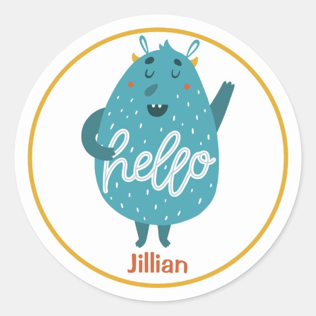 Pegatina Redonda Hola (Anverso)