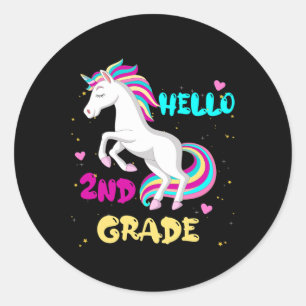 Pegatina Redonda Hola 2º grado Primer día de segundo grado Aquí I c