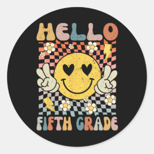 Pegatina Redonda Hola, 5º Grado De Vuelta Al Quinto Grado De La Esc