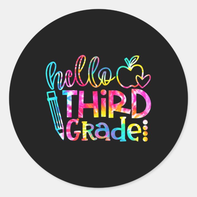 Pegatina Redonda Hola a estudiante de tercer grado de profesores de (Anverso)