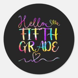 Pegatina Redonda Hola a la estudiante de quinto grado