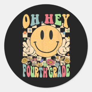Pegatina Redonda Hola a los profesores de cuarto grado Estudiante d