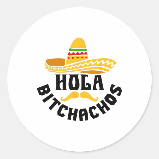 Pegatina Redonda Hola Achos Funny Cinco De Mayo (Anverso)