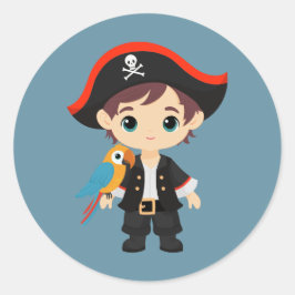 Pegatina Redonda ¡Hola Ahí! Fiesta de Cumpleaños del Niño Pirata