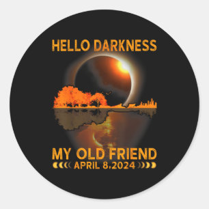 Pegatina Redonda Hola Amigo Oscuridad Eclipse Solar