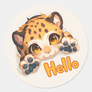 Pegatina Redonda Hola Anime Animal Cat