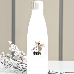 Pegatina Redonda Hola Baby Boho Wildflower Baby Shower