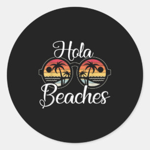 Pegatina Redonda Hola Beaches Vacaciones Boda Luna de Miel de Honor