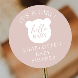 Pegatina Redonda Hola Bear Bebé Es un Chico