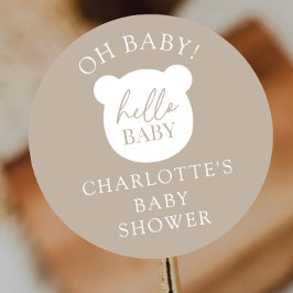 Pegatina Redonda Hola Bear Bebé Es un Chico