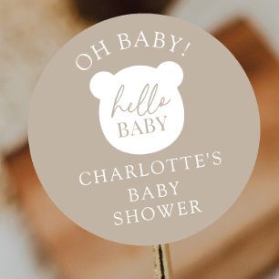 Pegatina Redonda Hola Bear Bebé Es un Chico