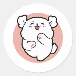 Pegatina Redonda ¡Hola! - Diseño feliz de Personalizados de perros 