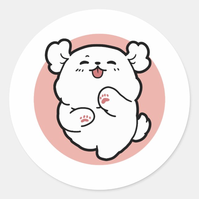 Pegatina Redonda ¡Hola! - Diseño feliz de Personalizados de perros  (Anverso)