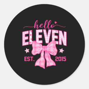 Pegatina Redonda Hola Eleven Est 2015 Coquette Lazo Cumpleaños 11