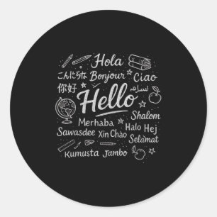 Pegatina Redonda Hola En Diferentes Idiomas Viajes Vacaciones Esl T