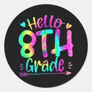 Pegatina Redonda Hola, equipo de 8 grados, tye de vuelta a la escue