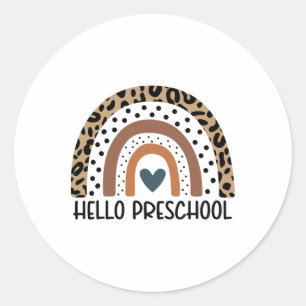 Pegatina Redonda Hola equipo de maestras de preescolar arcoiris Pre