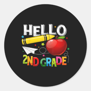 Pegatina Redonda Hola equipo de profesores de segundo grado gi de e