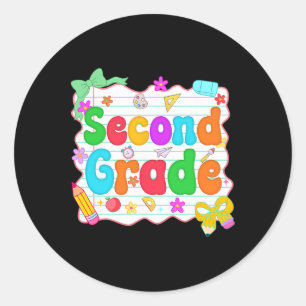 Pegatina Redonda Hola equipo segundo grado de vuelta a la escuela c