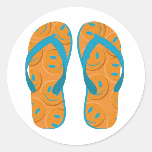 Pegatina Redonda Hola Flip Flops (Anverso)