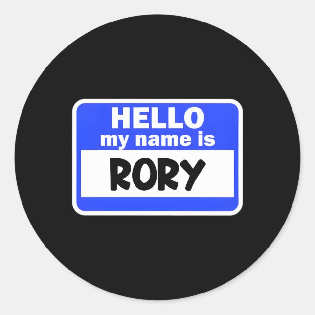 Pegatina Redonda Hola Hola Mi Nombre Es Rory En La Introducción A N (Anverso)