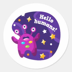 Pegatina Redonda Hola humanos