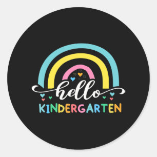 Pegatina Redonda Hola Kindergarten De Vuelta A La Escuela