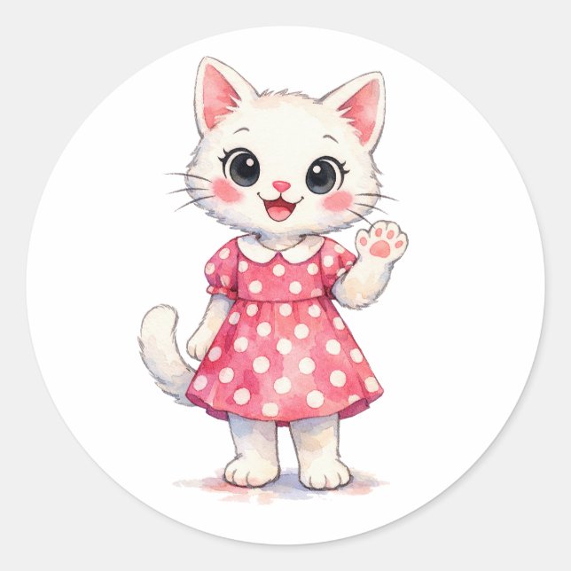 Pegatina Redonda Hola Kitty! (Anverso)