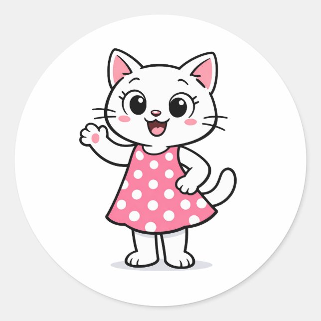 Pegatina Redonda Hola Kitty (Anverso)