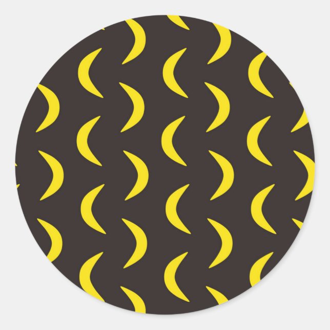 Pegatina Redonda Hola Luna Amarilla - sin fisuras patrón de Hallowe (Anverso)