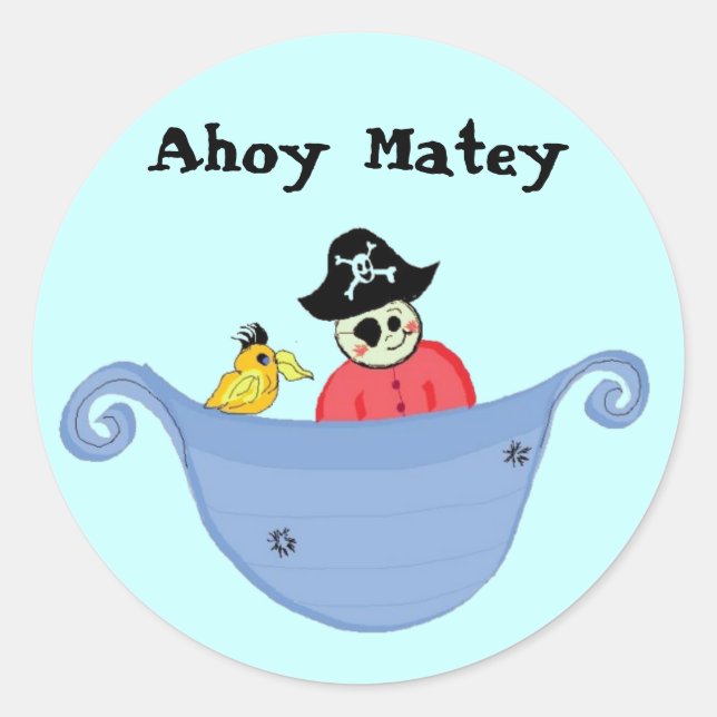 Pegatina Redonda Hola Matey (Anverso)