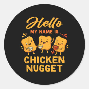 Pegatina Redonda Hola Mi Nombre Es Chick Con Disfraces De Nugget De