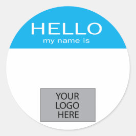 Pegatina Redonda Hola Mi nombre es - con el logotipo de Personaliza