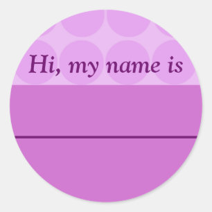 Pegatina Redonda "Hola, mi nombre es _______" - Diseño con puntos d