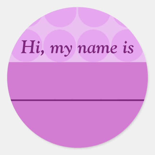 Pegatina Redonda "Hola, mi nombre es _______" - Diseño con puntos d (Anverso)