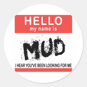 Pegatina Redonda Hola Mi Nombre Es Mud