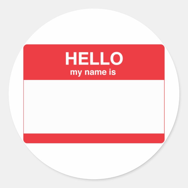 Pegatina Redonda Hola, mi nombre es (tu texto) (Anverso)