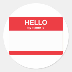 Pegatina Redonda Hola, mi nombre es (tu texto)