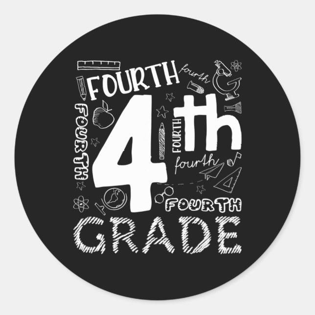 Pegatina Redonda Hola niños de 4º grado y cuarto grado del equipo (Anverso)