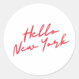 Pegatina Redonda Hola Nueva York