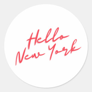 Pegatina Redonda Hola Nueva York