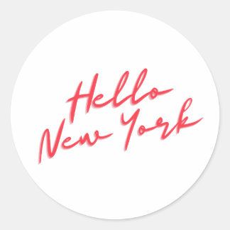 Pegatina Redonda Hola Nueva York